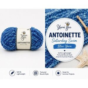 Yarn Bee Antoinette Saturday Swim Blue Variegated Boucle Bulky Yarn 3.5 oz Skein